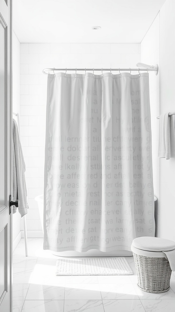 Elegant grey shower curtain in a modern bathroom