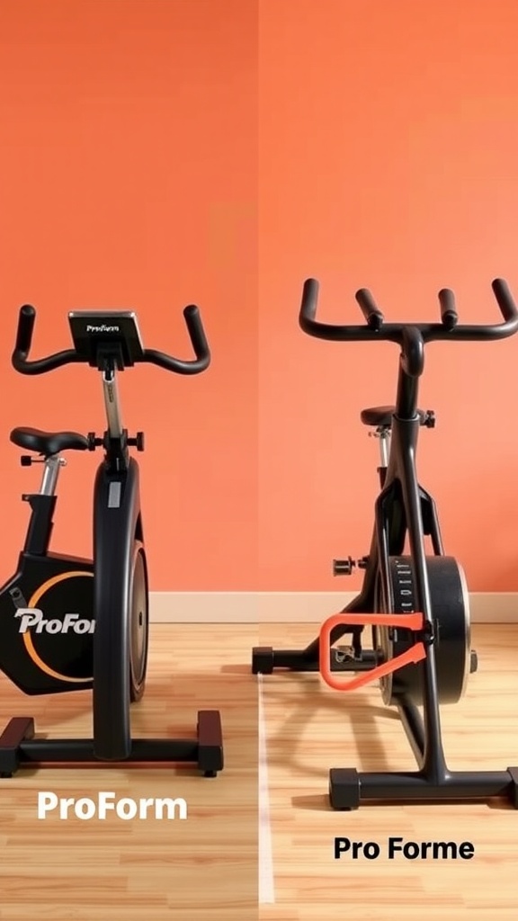 Comparison of ProForm and Pro Form exercise bikes in a home setting.