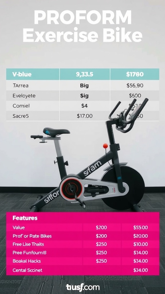 Cost and value analysis of Proform exercise bike with pricing details and features