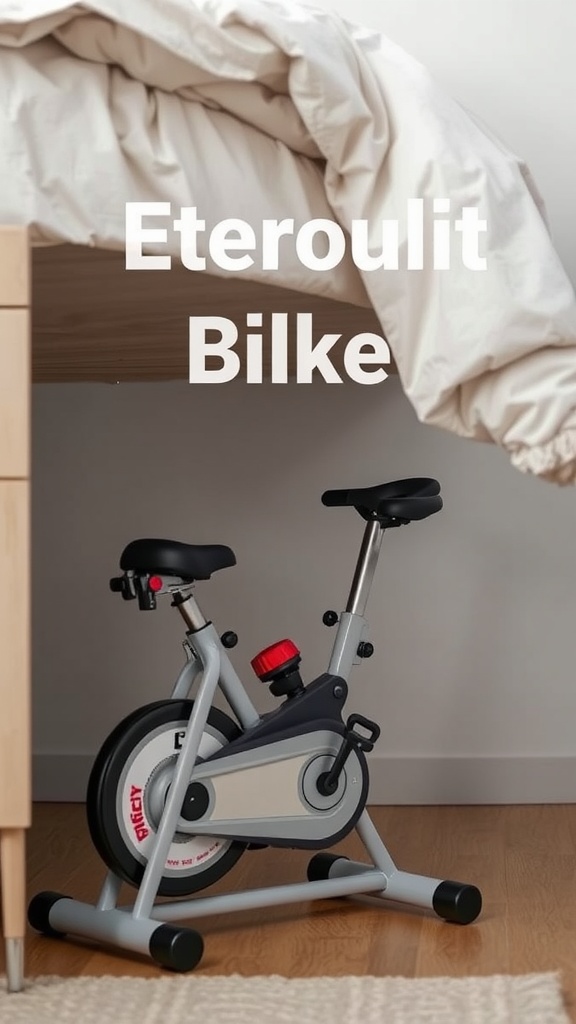 Mini exercise bike stored under a bed