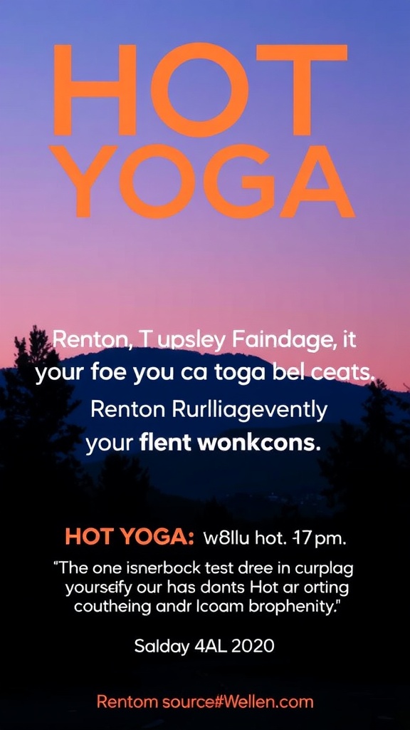 Promotional image for hot yoga events in Renton