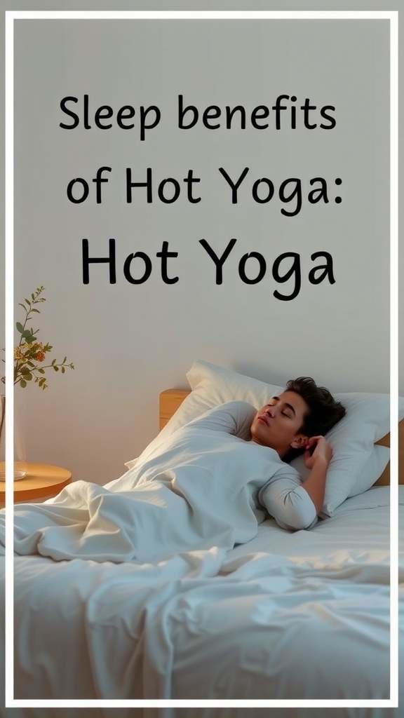 A peaceful woman lying in bed, indicating the sleep benefits of hot yoga.