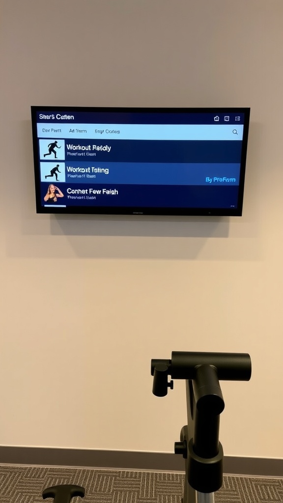 Screen showing various workout programs available on a ProForm exercise bike.