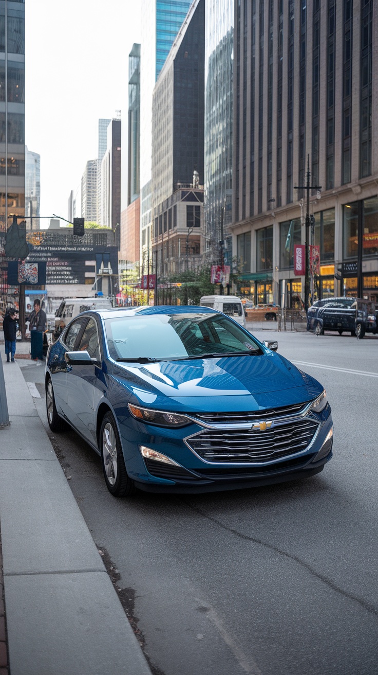 A Chevrolet Malibu parked on a city street