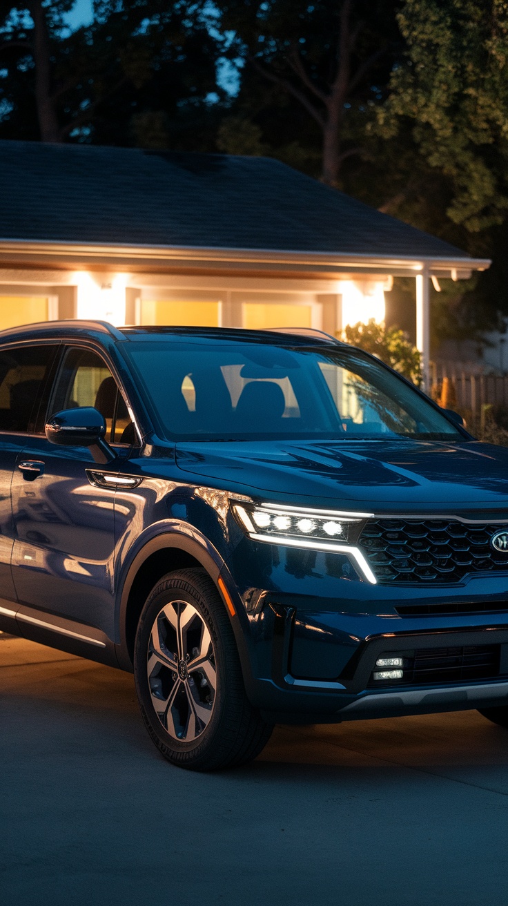 Kia Sorento parked in a well-lit area at night