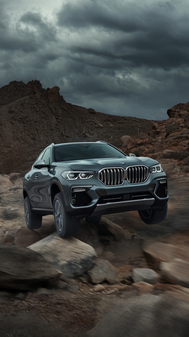 BMW X6 in a rocky landscape