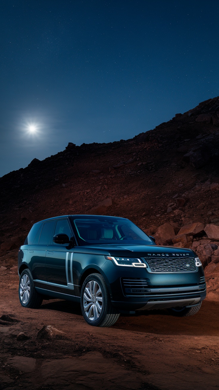 Land Rover Range Rover parked in a nighttime setting with moonlight
