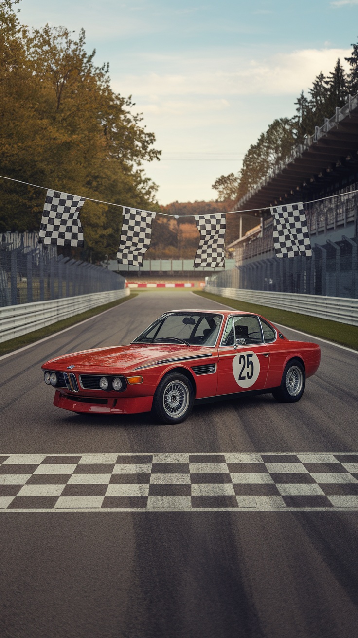 BMW 3.0 CSL sports car on a racetrack