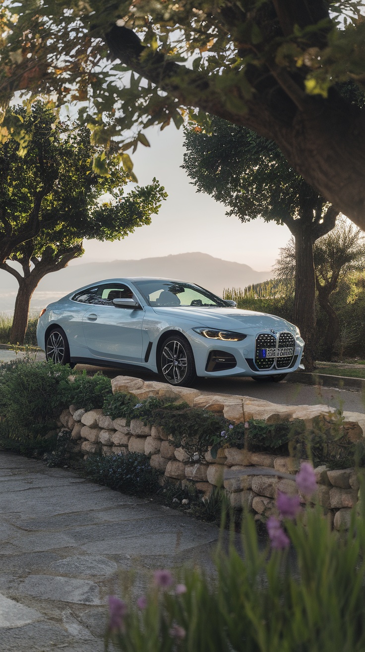 BMW 4 Series parked in a beautiful natural setting
