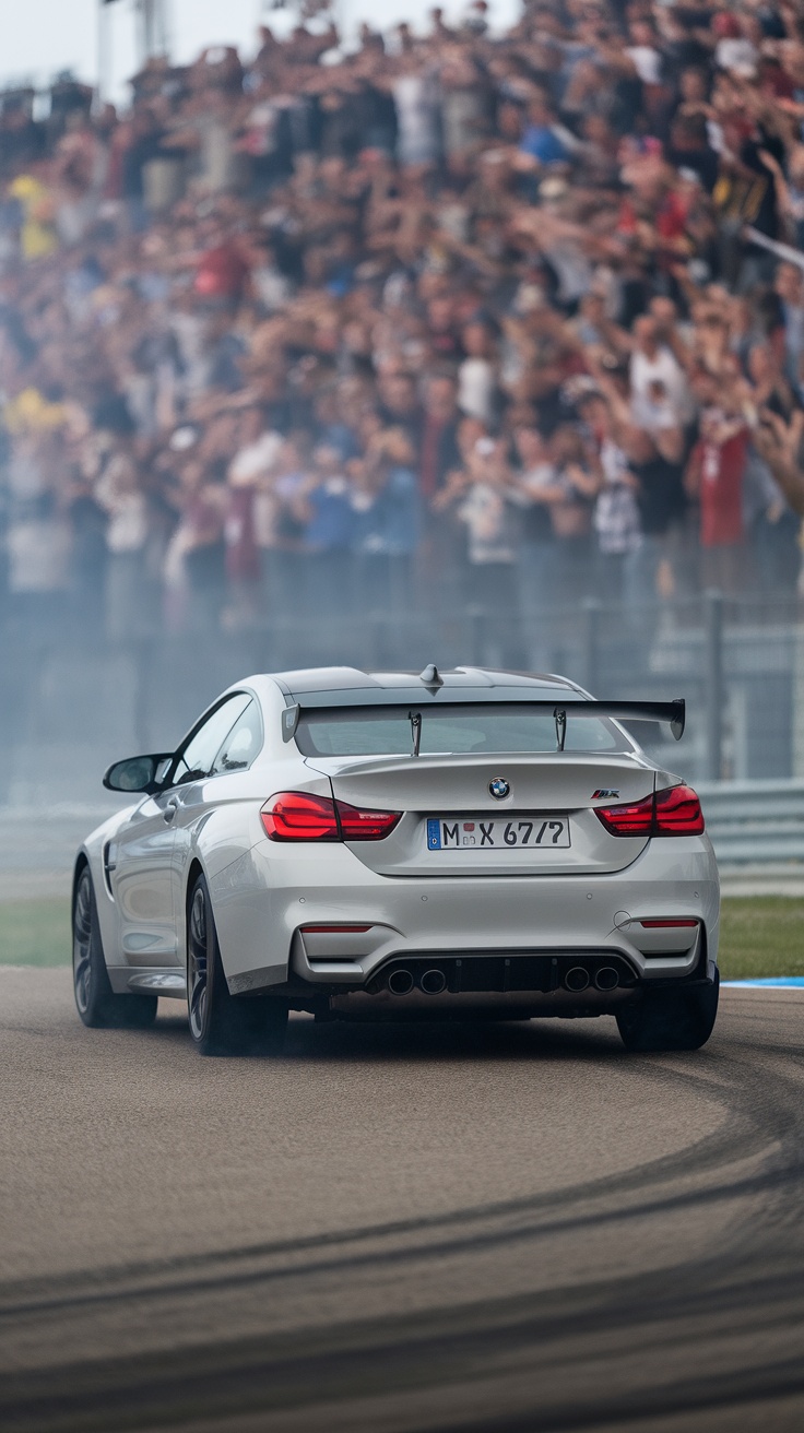 BMW M4 GTR on track with crowd cheering