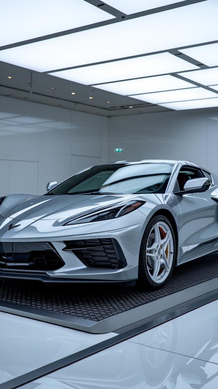 Chevrolet Corvette in a modern showroom setting