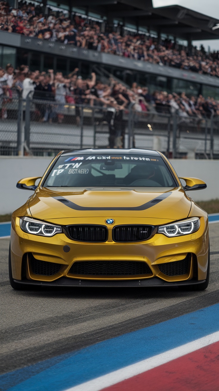 BMW M4 DTM Champion Edition in yellow with a crowd in the background