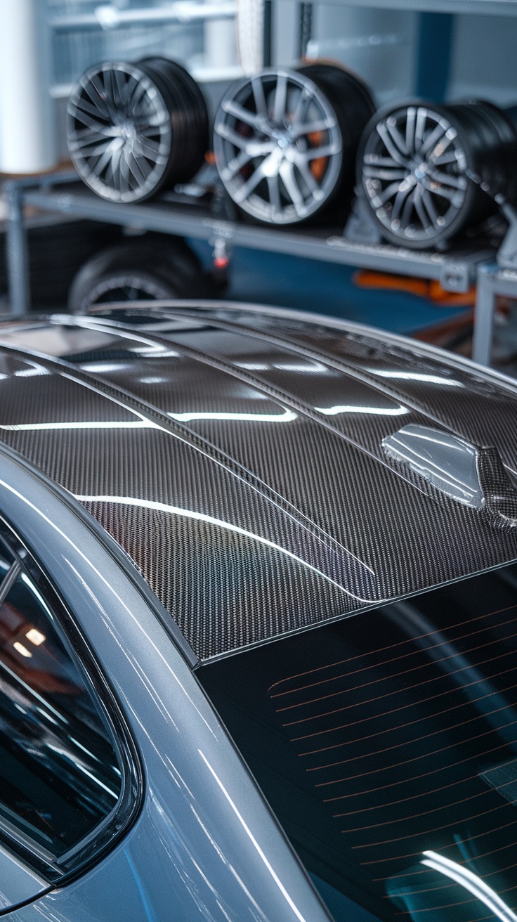 Close-up of BMW M5 F90 carbon fiber roof