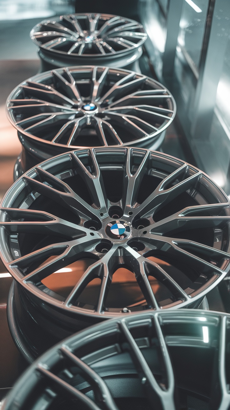 BMW M5 F90 wheels in a display