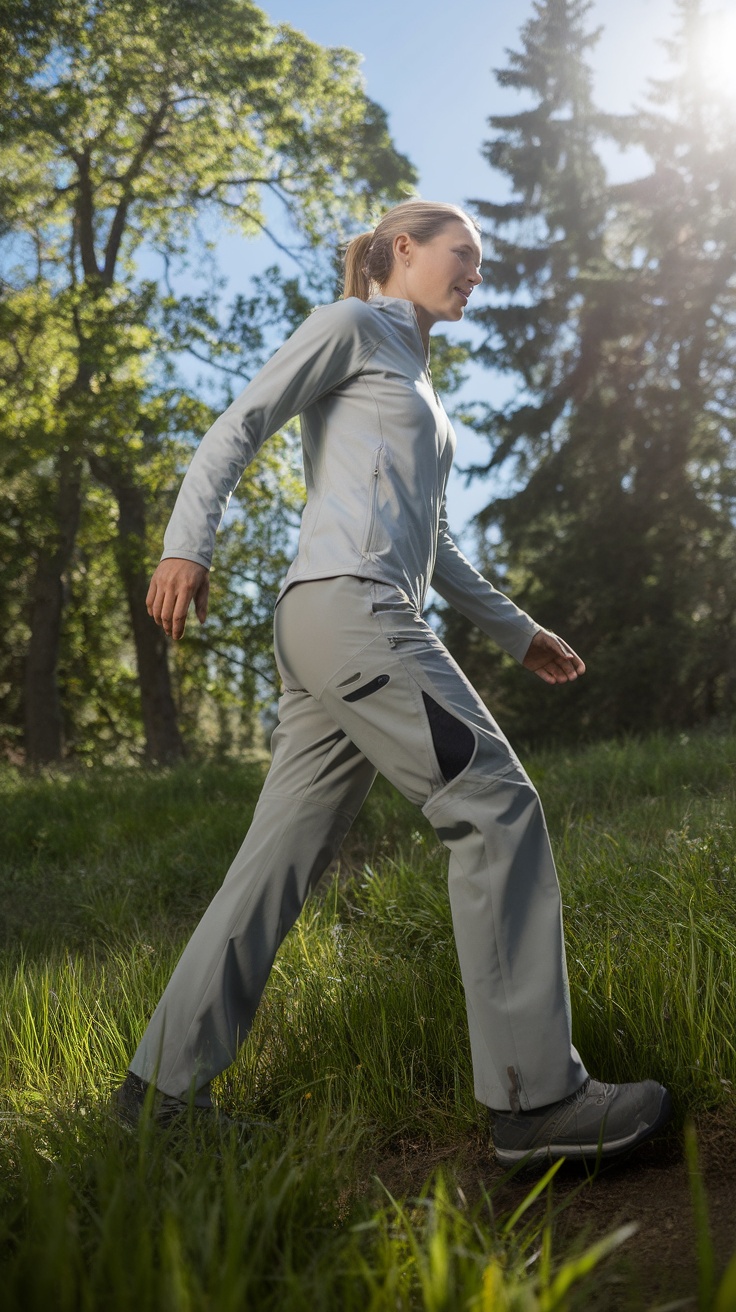 A woman walking in Columbia Women'S Silver Ridge Ii Convertible Pants outdoors.
