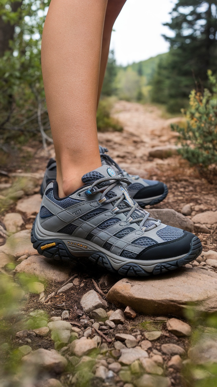 Merrell Women's Moab 2 Waterproof Hiking Shoes on a rocky trail