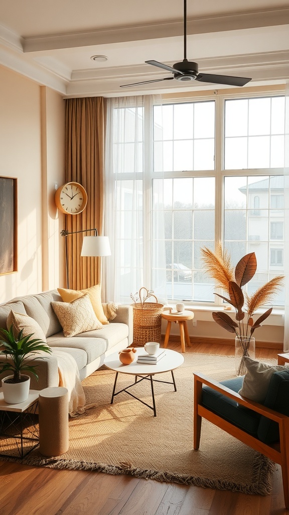 Cozy living room with warm color palette and inviting decor