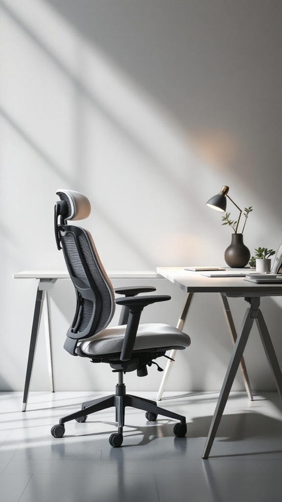 A comfortable and ergonomic office chair in a modern workspace setting.