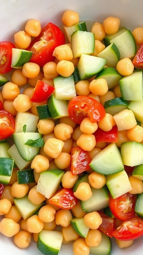 Chickpea salad with cucumbers and tomatoes