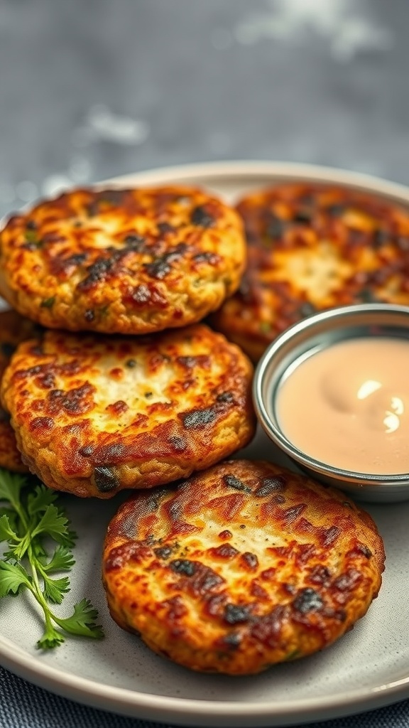 Crispy beef and potato patties served with a dipping sauce