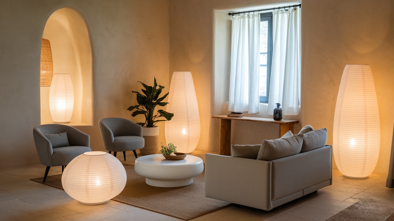 Cozy room featuring white lamps providing soft lighting with neutral decor.