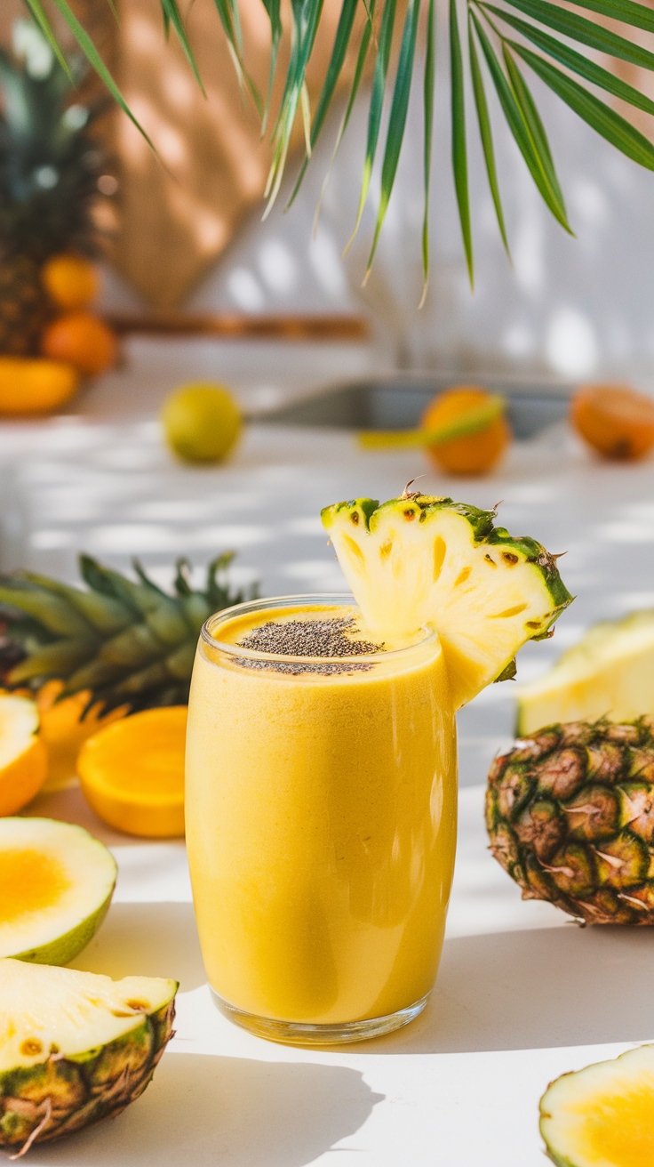 Tropical Pineapple Turmeric Smoothie Recipe pineapple turmeric smoothie