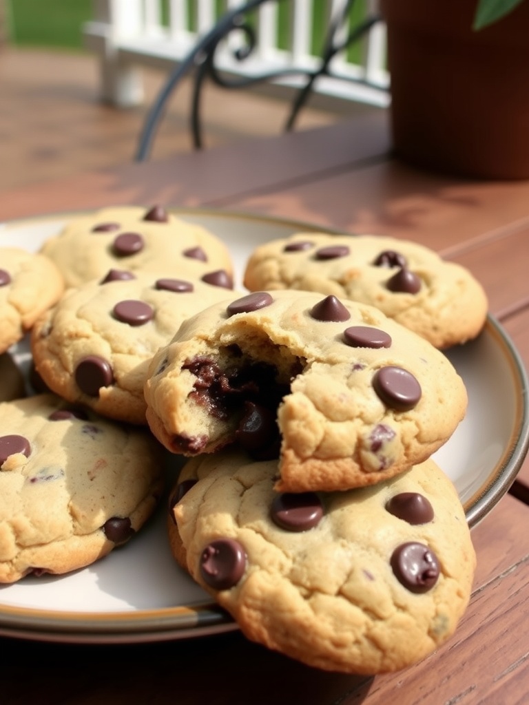 Plate of almond flour chocolate chip cookies
