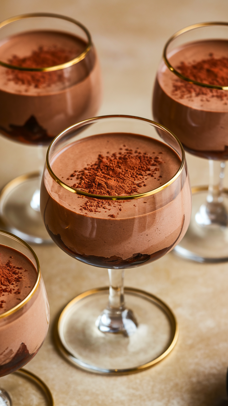 Chocolate avocado mousse served in elegant glasses