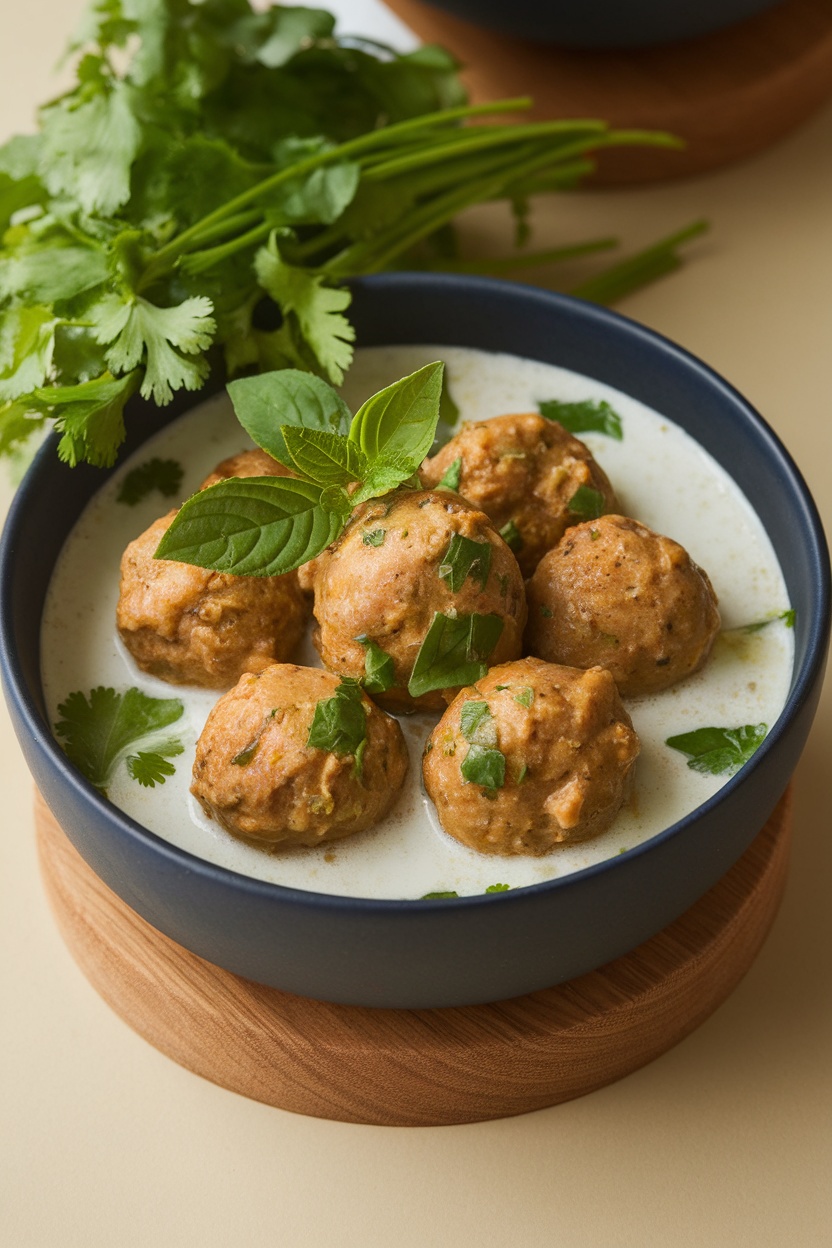 Thai Coconut Curry Meatballs in a bowl