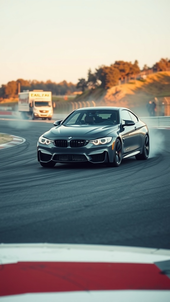 2025 BMW M4 Competition drifting on a racetrack