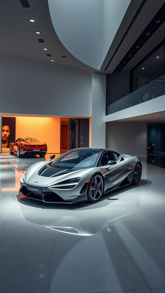 2025 McLaren Artura in a modern showroom with a second McLaren in the background