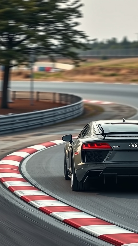 Audi R8 V10 taking a turn on the racetrack