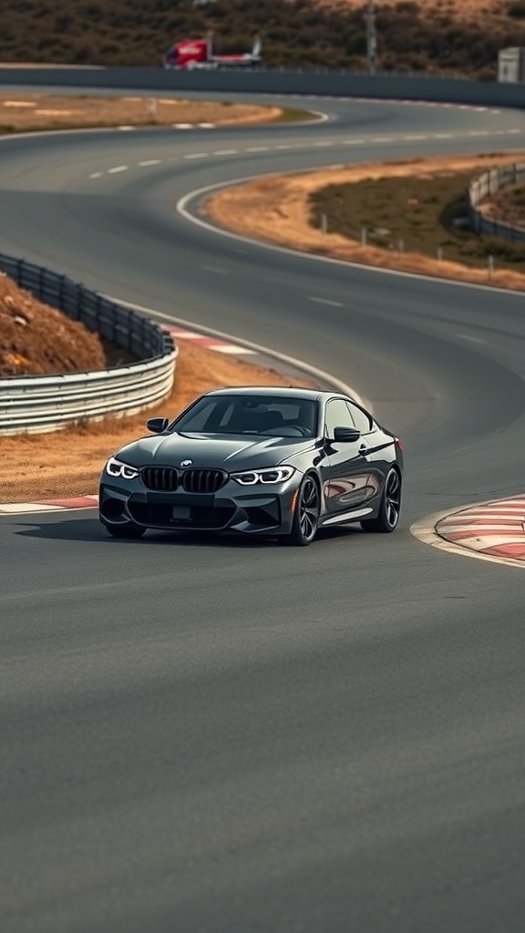 BMW M4 G82 driving on a racetrack