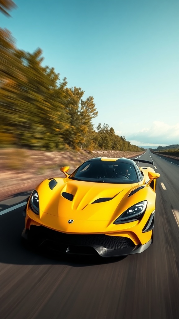 Hennessey Venom F5 supercar driving on an open road