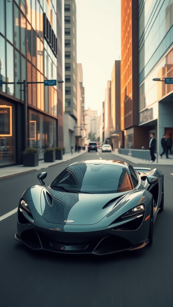 McLaren Speedtail parked on a city street, showcasing its sleek design and modern aesthetic.