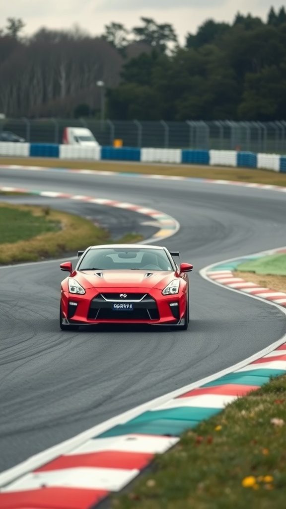 Nissan GT-R driving on a racetrack