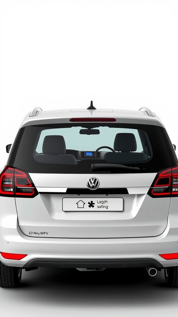 A rear view of a Volkswagen MPV showcasing its design and features.