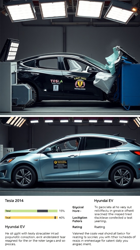 Comparison of Tesla and Hyundai EV in crash test scenario