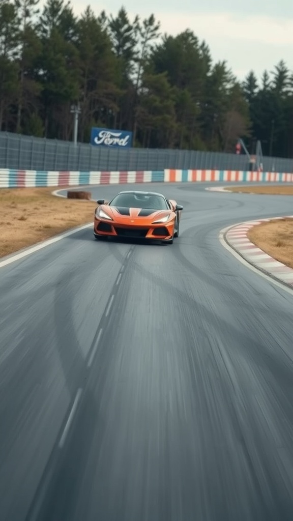 A vibrant sports car on a racetrack, showcasing the excitement of track days.