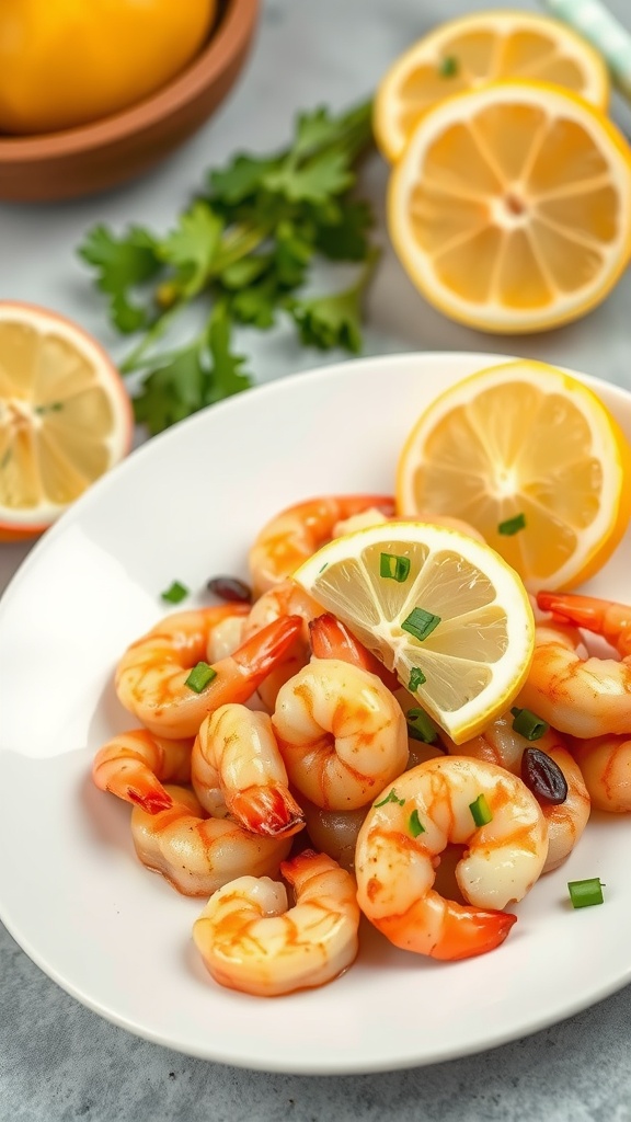 Lemon Ginger Shrimp Stir Fry with fresh shrimp and lemon slices