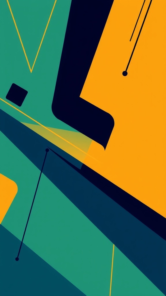 Abstract design featuring geometric shapes in green and yellow