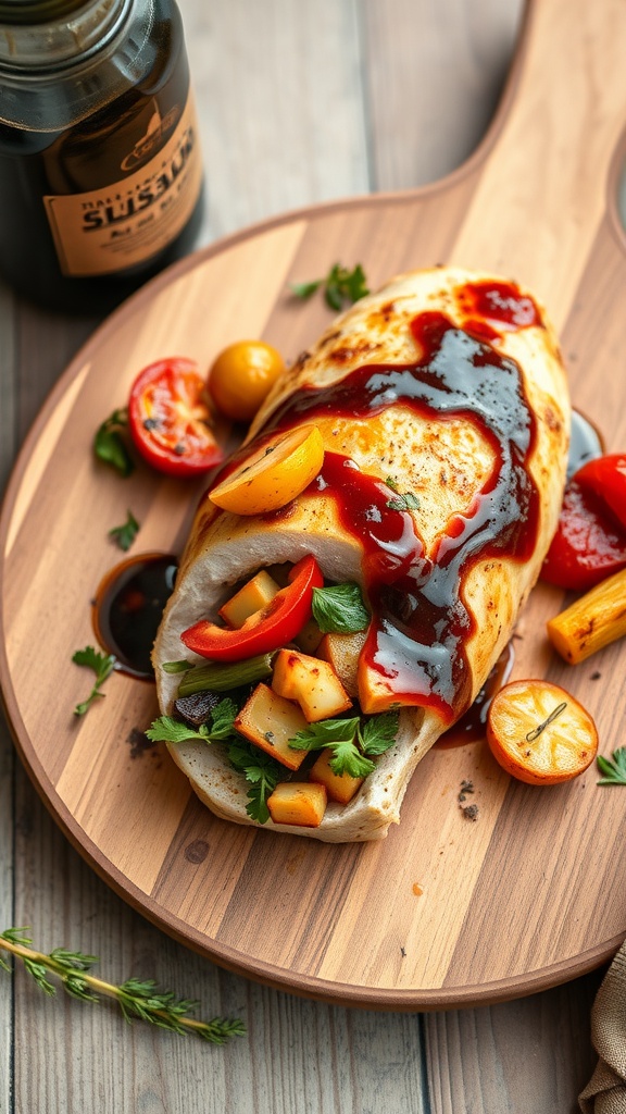 Balsamic Veggie and Cheese Stuffed Chicken