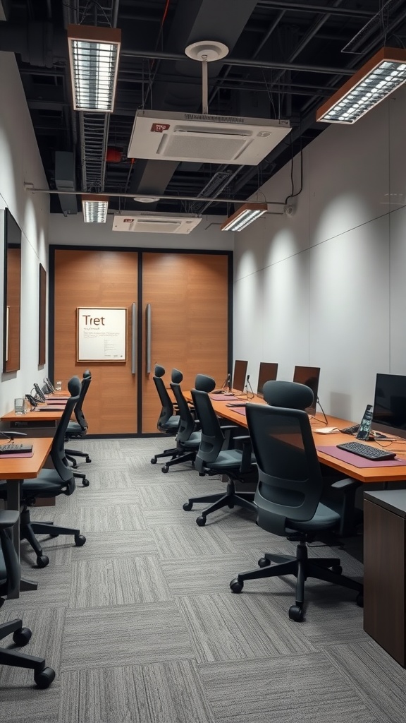 Interior view of a small office with ergonomic chairs and desks arranged for comfort and productivity.