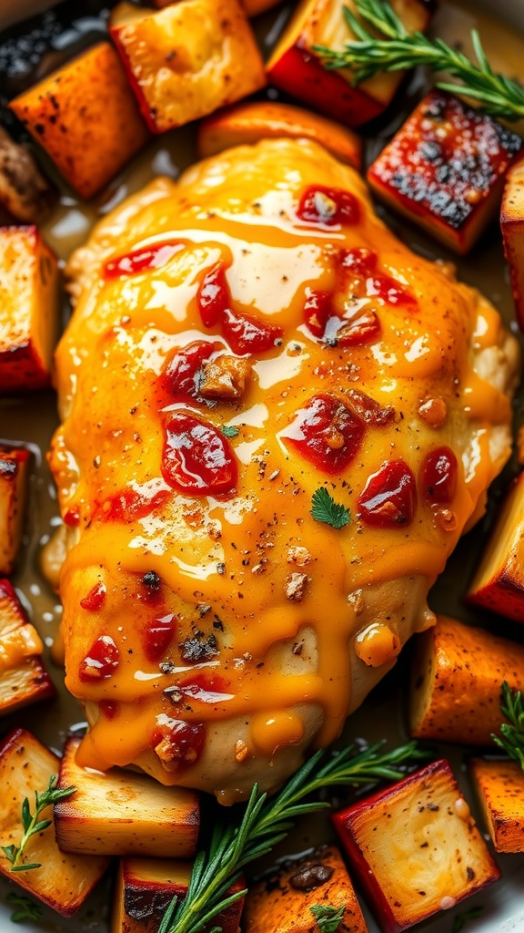 Honey mustard chicken bake with mixed vegetables