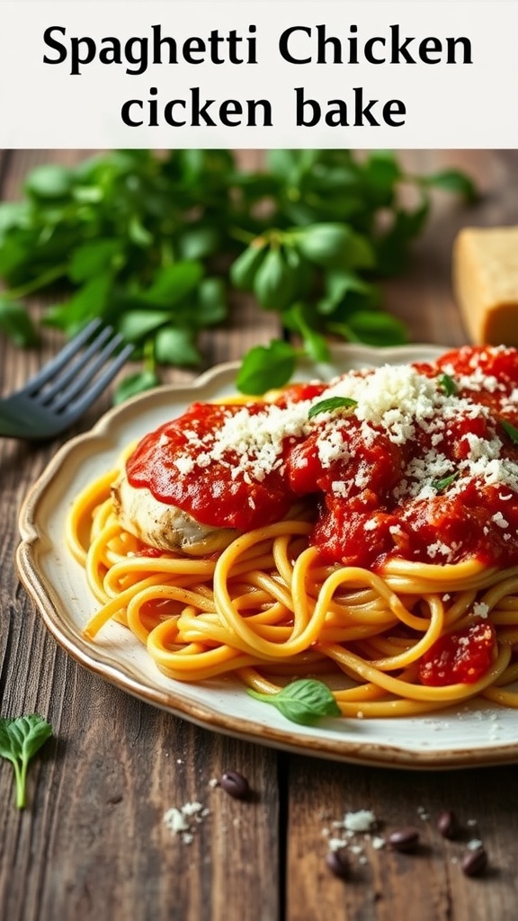 Spaghetti Chicken Bake with Marinara