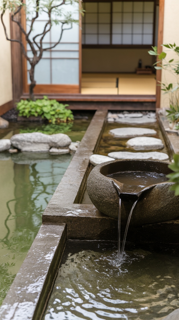 A serene japanese shower room scene with two people enjoying a relaxing shower experience.
