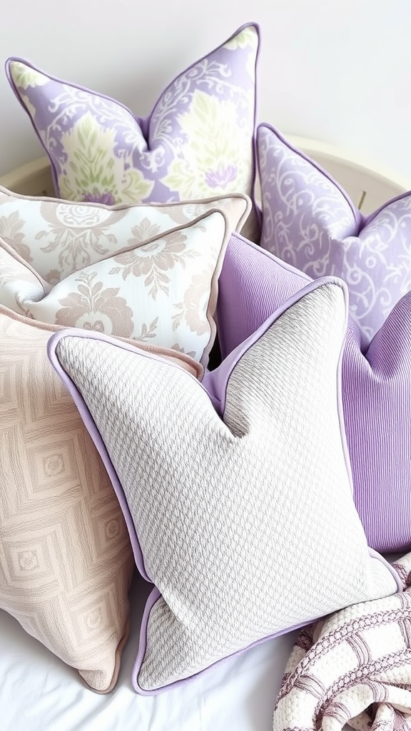 A collection of colorful and patterned bohemian throw pillows arranged together.