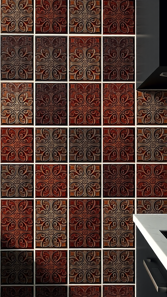 Chocolate tile backsplash in a modern kitchen