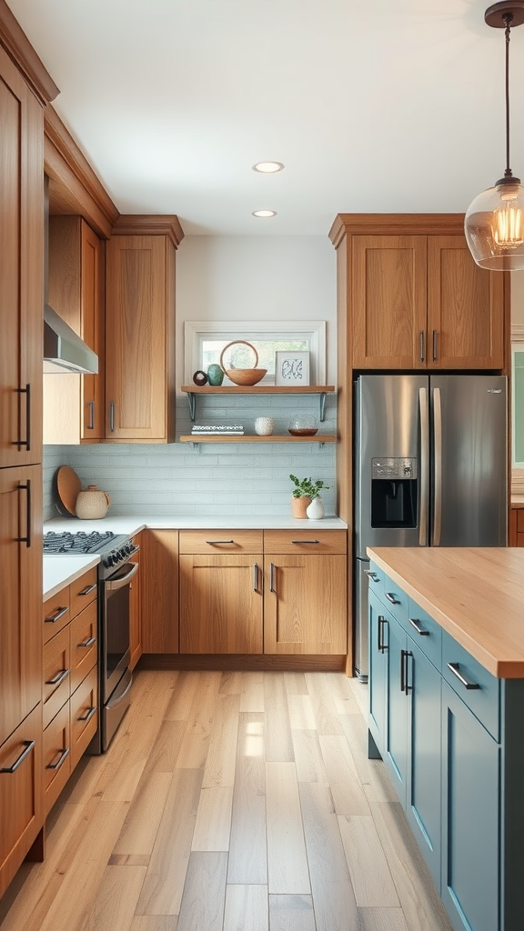 A modern kitchen featuring custom white oak cabinets with a sleek design.