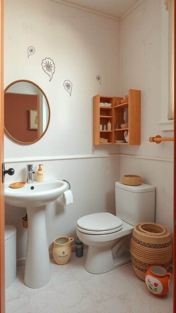 Cozy bathroom with handmade pottery accents